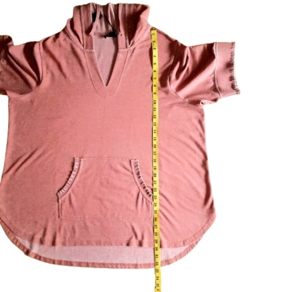 Jane And Delaney Hoodie Size 2X Pink Short Sleeve Kangaroo Pocket Distressed - Picture 10 of 10